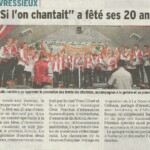 Article DL, novembre 2014, 20 ans chorale, Avressieux, presse